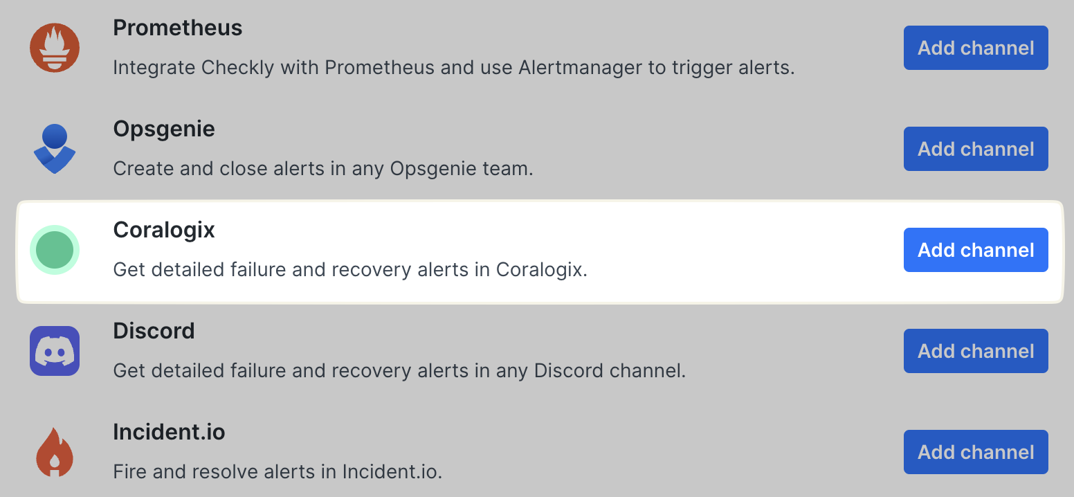 coralogix alert channels